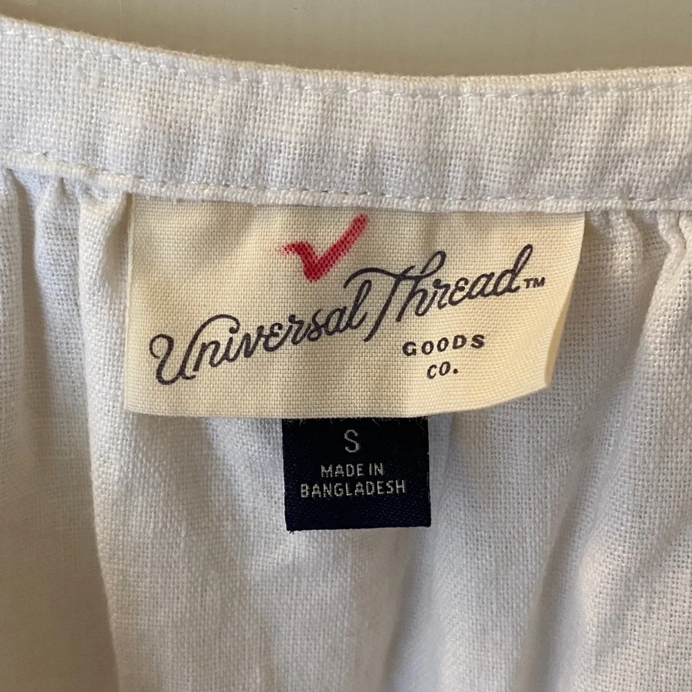 Universal Thread Target White Linen Blend Flutter Sleeve Blouse Top Shirt Small